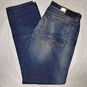 Hudson Byron Straight Leg Jeans Men's 36 Actual 39x33 Mid-Rise Midnight-Wash Blu